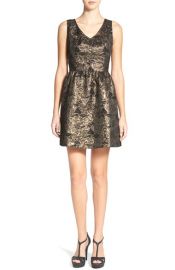 Frenchi Metallic Jacquard Fit and Flare Dress at Nordstrom