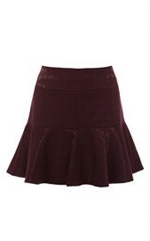 WornOnTV: Hanna’s black studded shoulder top and burgundy flared skirt ...