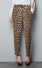 zara red leopard print trousers