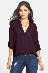 WornOnTV: Cece’s purple blouse and leather front draped jacket on New ...