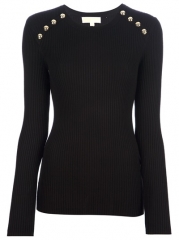 WornOnTV: Julia’s black sweater with gold shoulder buttons on ...