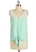 WornOnTV: Mariana’s light blue top with lace insert sleeves and button ...