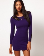 WornOnTV: Santana’s purple/magenta long sleeve bodycon dress with ...